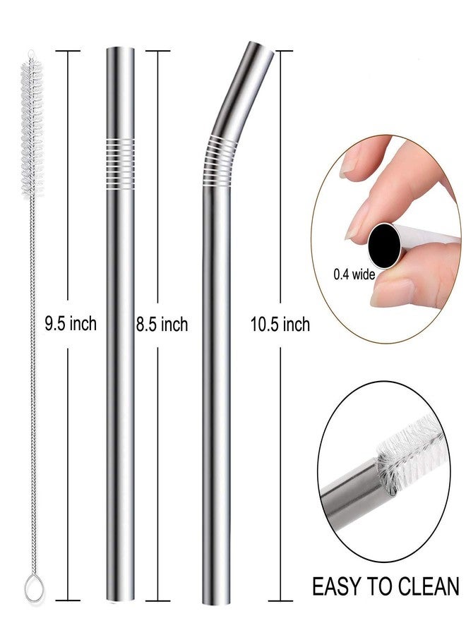 Vinaco Stainless Steel Smoothie Straws, 0.4'' Extra Wide Reusable Metal Drinking Straws for Milkshake, Smoothie, Beverage, Set of 4 with 1 Cleaning Brush - Image 4
